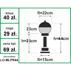 Lampa ogrodowa Mleczne Prążki wysokość 44cm