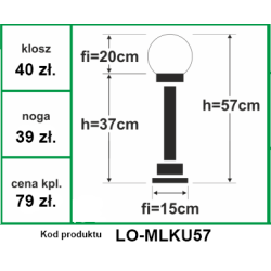 Lampa  ogrodowa Mleczna Kula wysokość 57cm