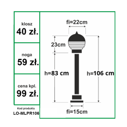 Lampa ogrodowa Mleczne Prążki wysokość  106cm