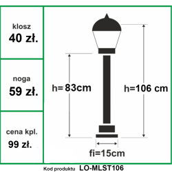 Lampa  ogrodowa - Mleczny Stożek wysokość 106cm